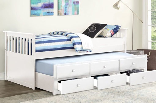 T-2100W 39″ Captains Bed (White) bunk bed