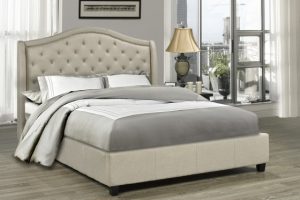 5262-BEI MILAN King PLATFORM BED FRAME BEIGE