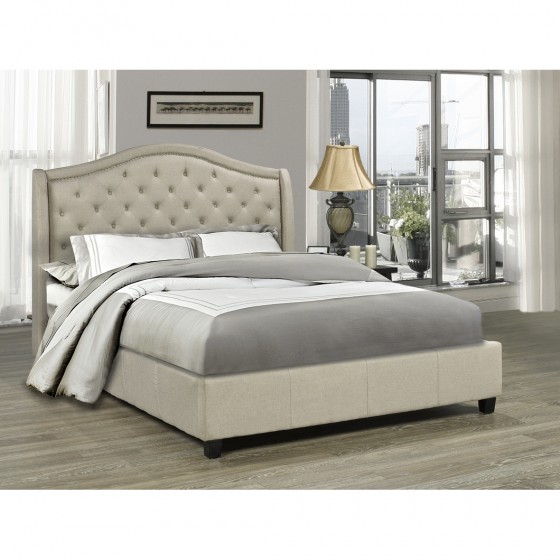 5262-BEI MILAN King PLATFORM BED FRAME BEIGE