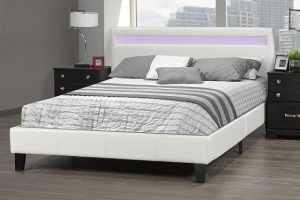 LX688 WH DHARA Queen BED FRAME W/LED LIGHT, WHITE