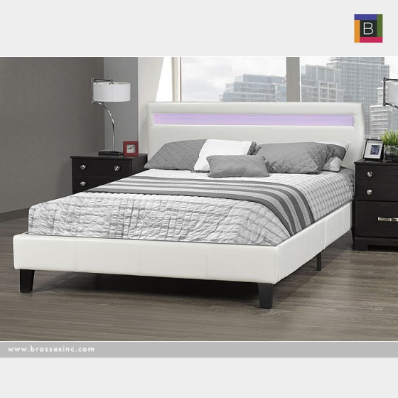 LX688 WH DHARA Full BED FRAME W/LED LIGHT, WHITE