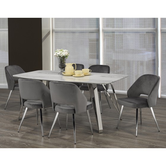 Brassex 7 piece F-1194-GR ELLA DINING SERIES