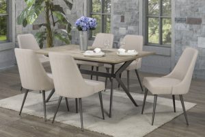 Brassex 7 piece XA-D655-BEI CELINE DINING SERIES BEIGE