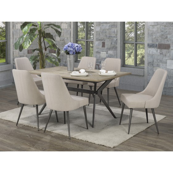 Brassex 7 piece XA-D655-BEI CELINE DINING SERIES BEIGE