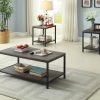 Industrial-Style Coffee Table Set with Metal Frame