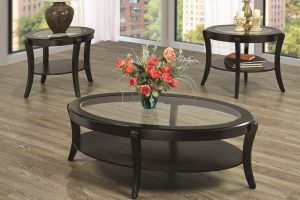Black Glass Coffee Table Set