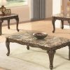 Walnut Wood Coffee Table Set with Marble Top
