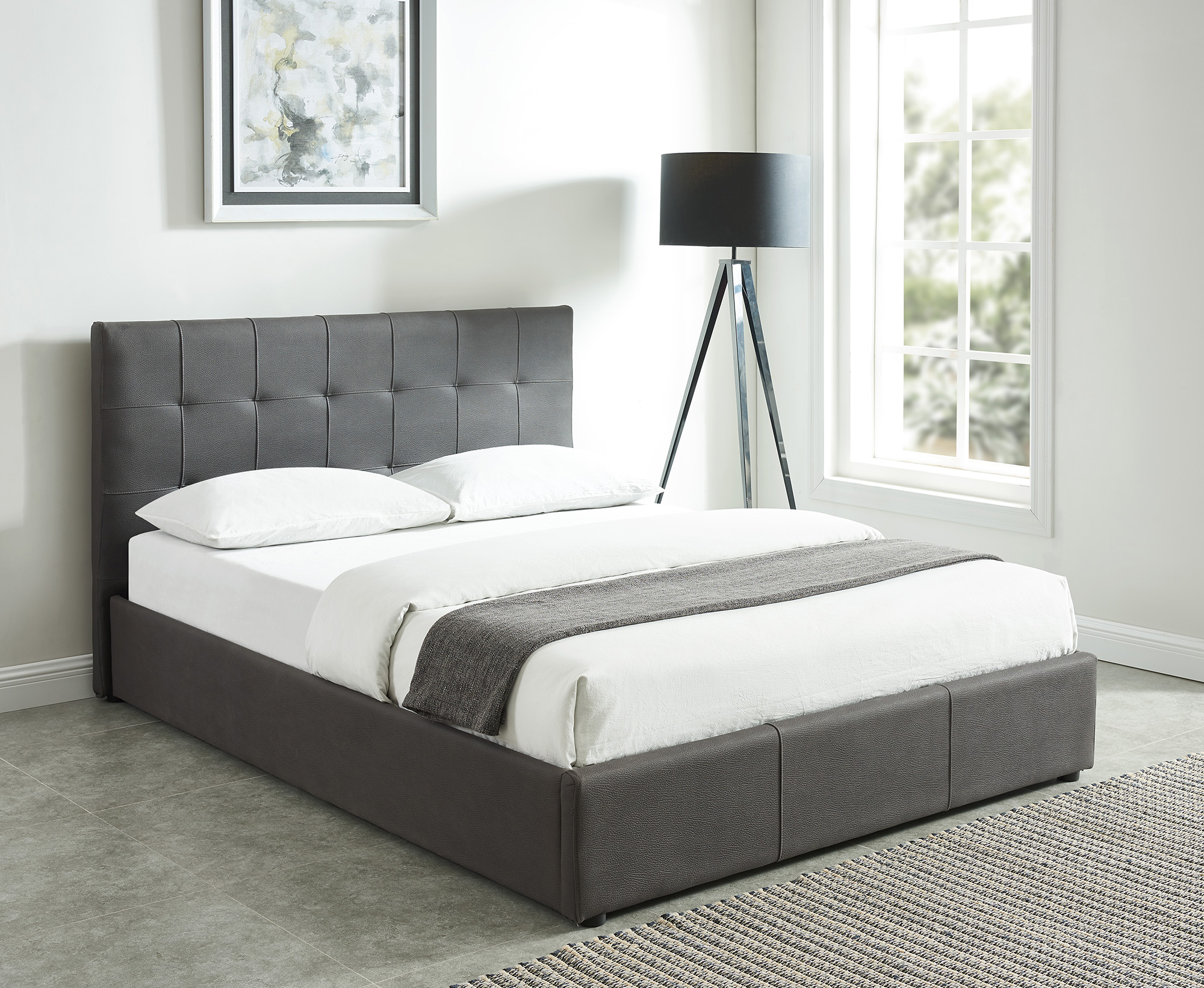 Worldwide Extara King Platform Storage Bed in Grey - Image 2