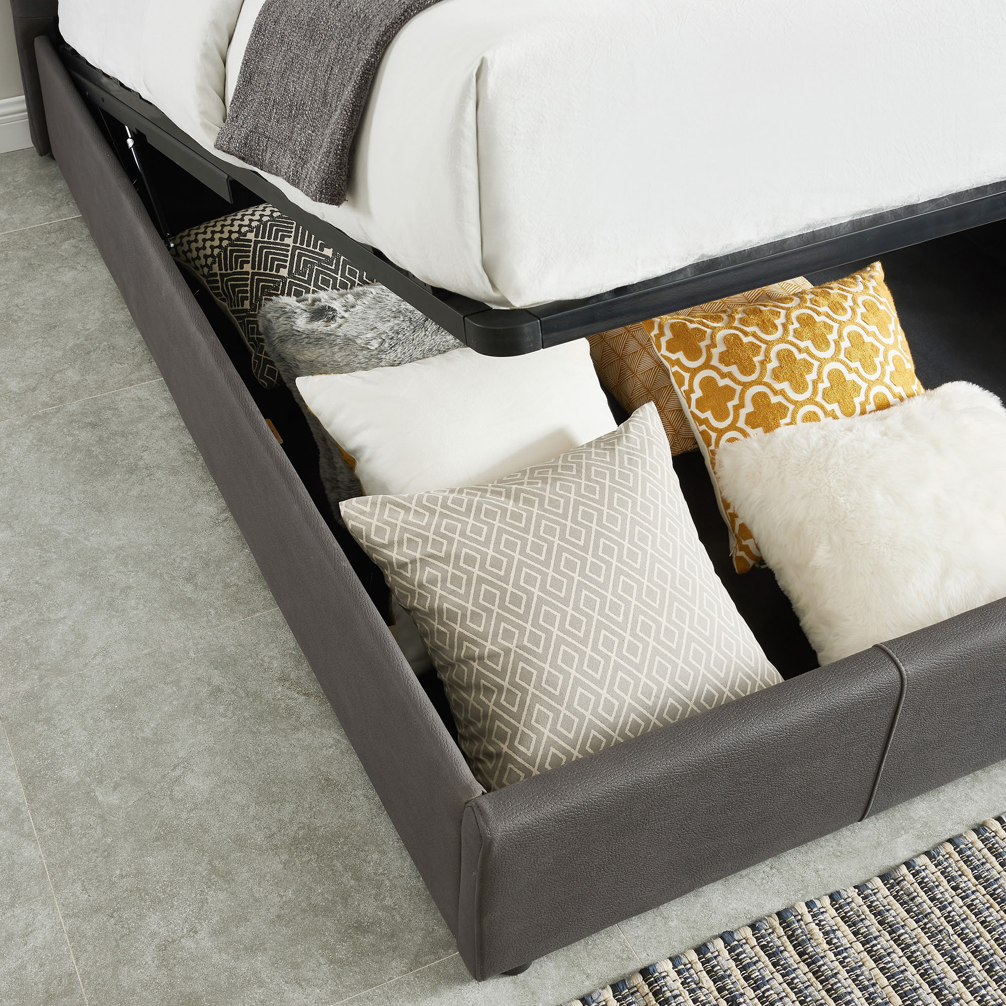 Worldwide Extara King Platform Storage Bed in Grey - Image 3