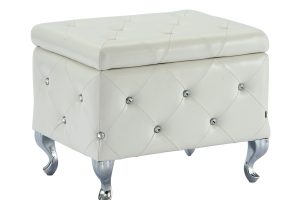 Worldwide Monique Square Storage Ottoman in White