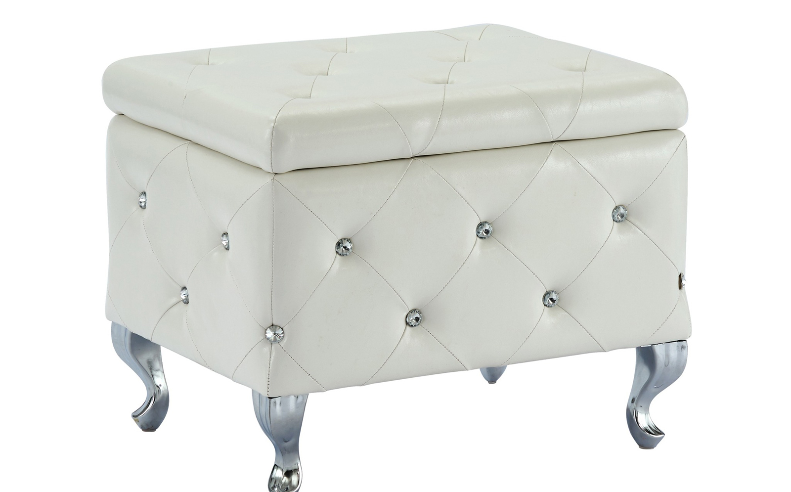 Worldwide Monique Square Storage Ottoman in White