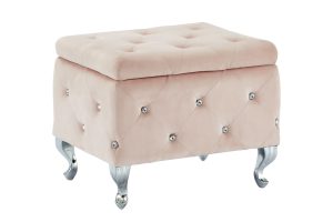 Worldwide Monique Square Storage Ottoman in Blush Pink