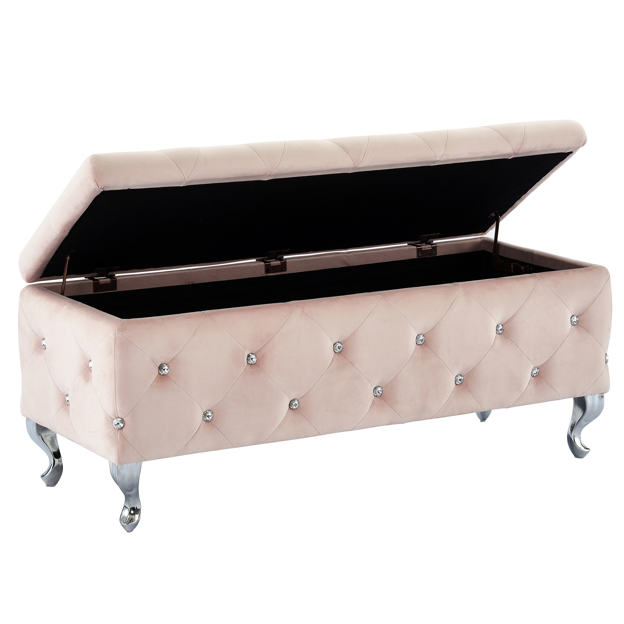 Worldwide Monique Rectangular Storage Ottoman in Blush Pink - Image 2