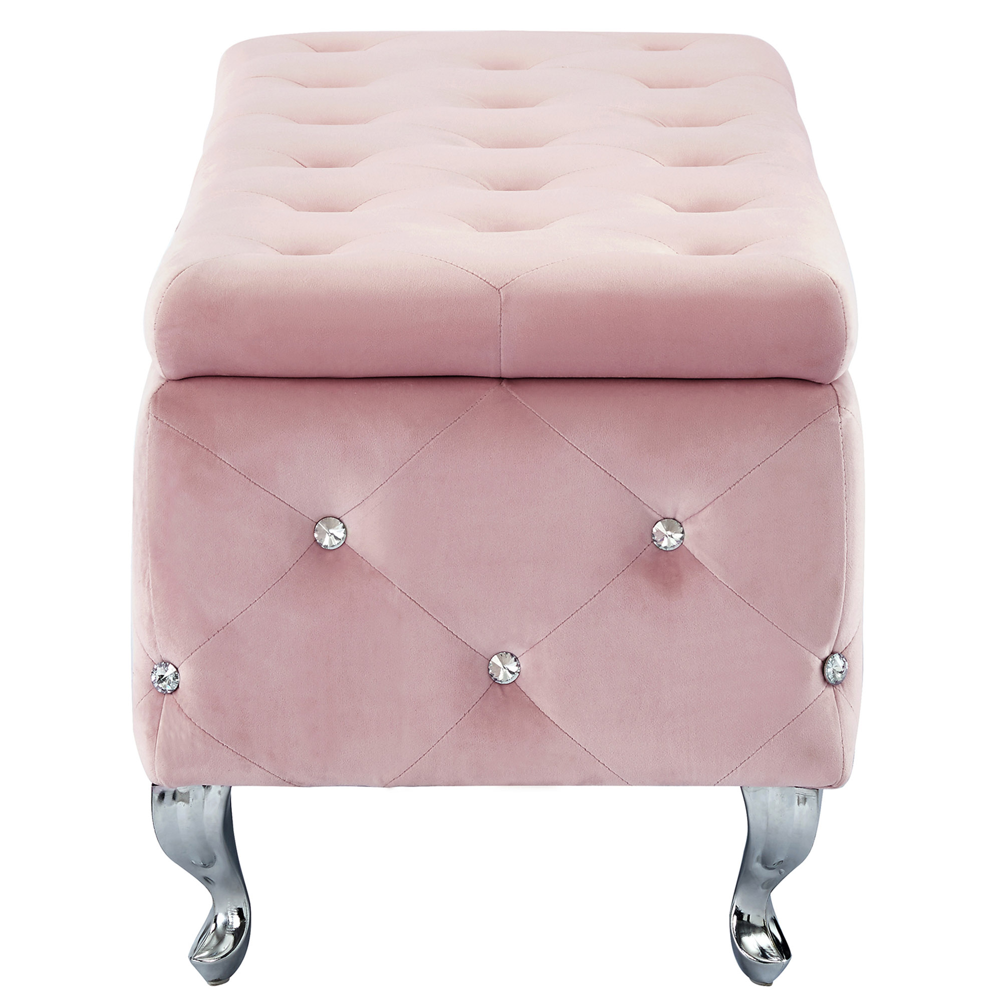 Worldwide Monique Rectangular Storage Ottoman in Blush Pink - Image 3