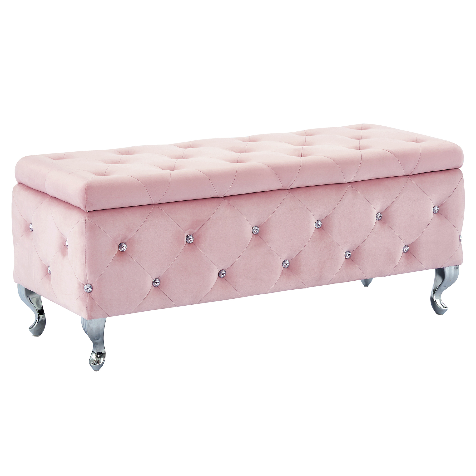 Worldwide Monique Rectangular Storage Ottoman in Blush Pink - Image 4
