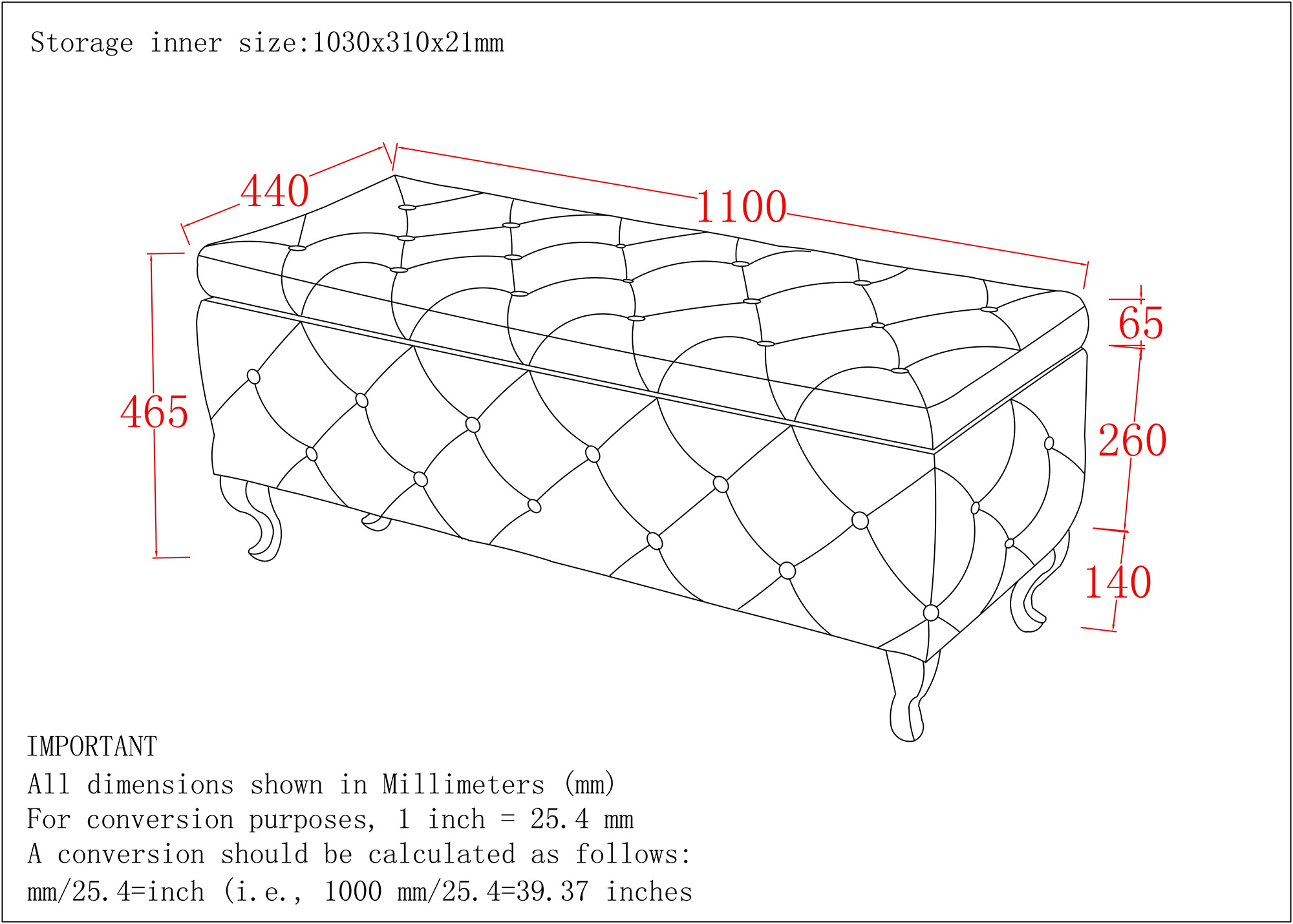 Worldwide Monique Rectangular Storage Ottoman in Blush Pink - Image 8