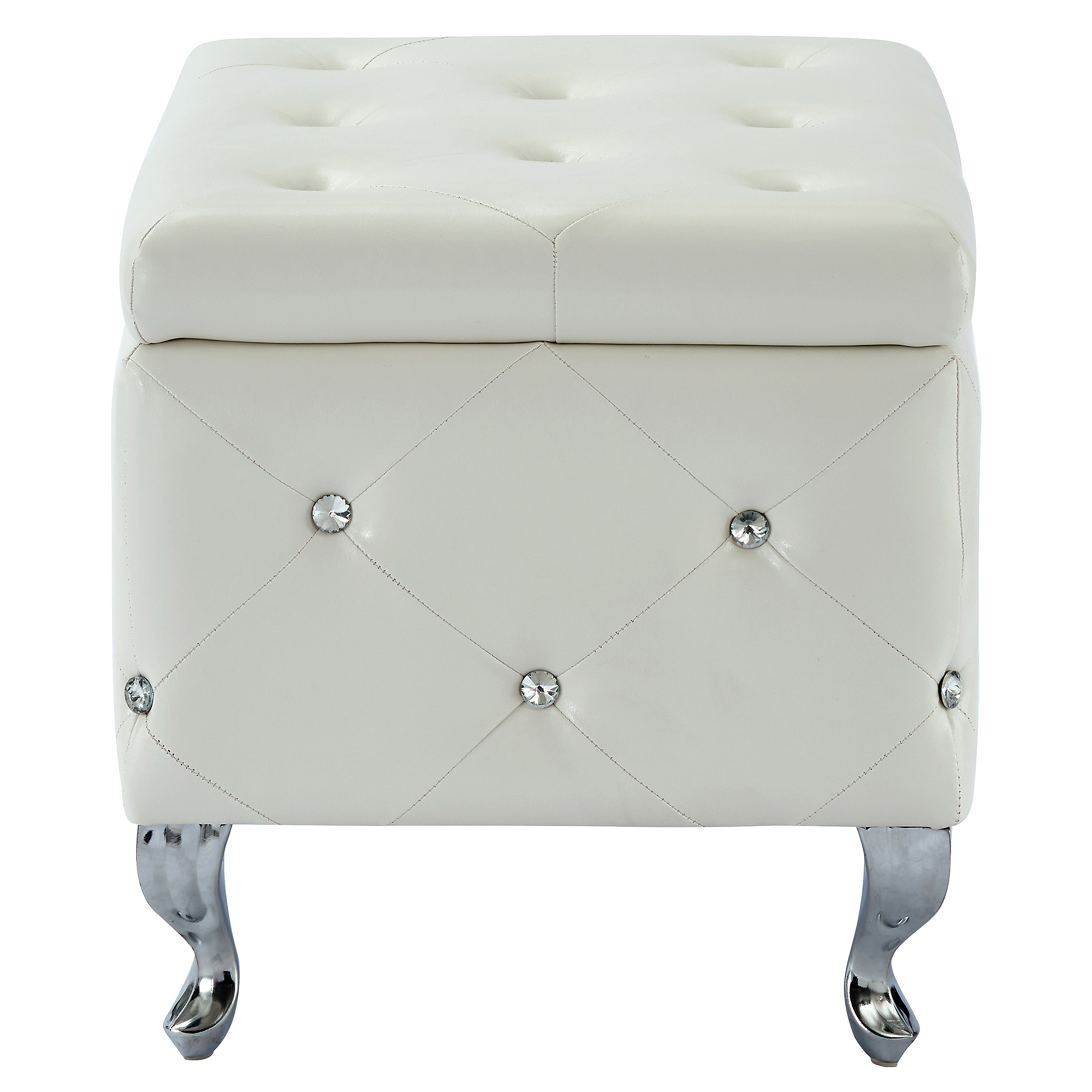 Worldwide Monique Square Storage Ottoman in White - Image 3