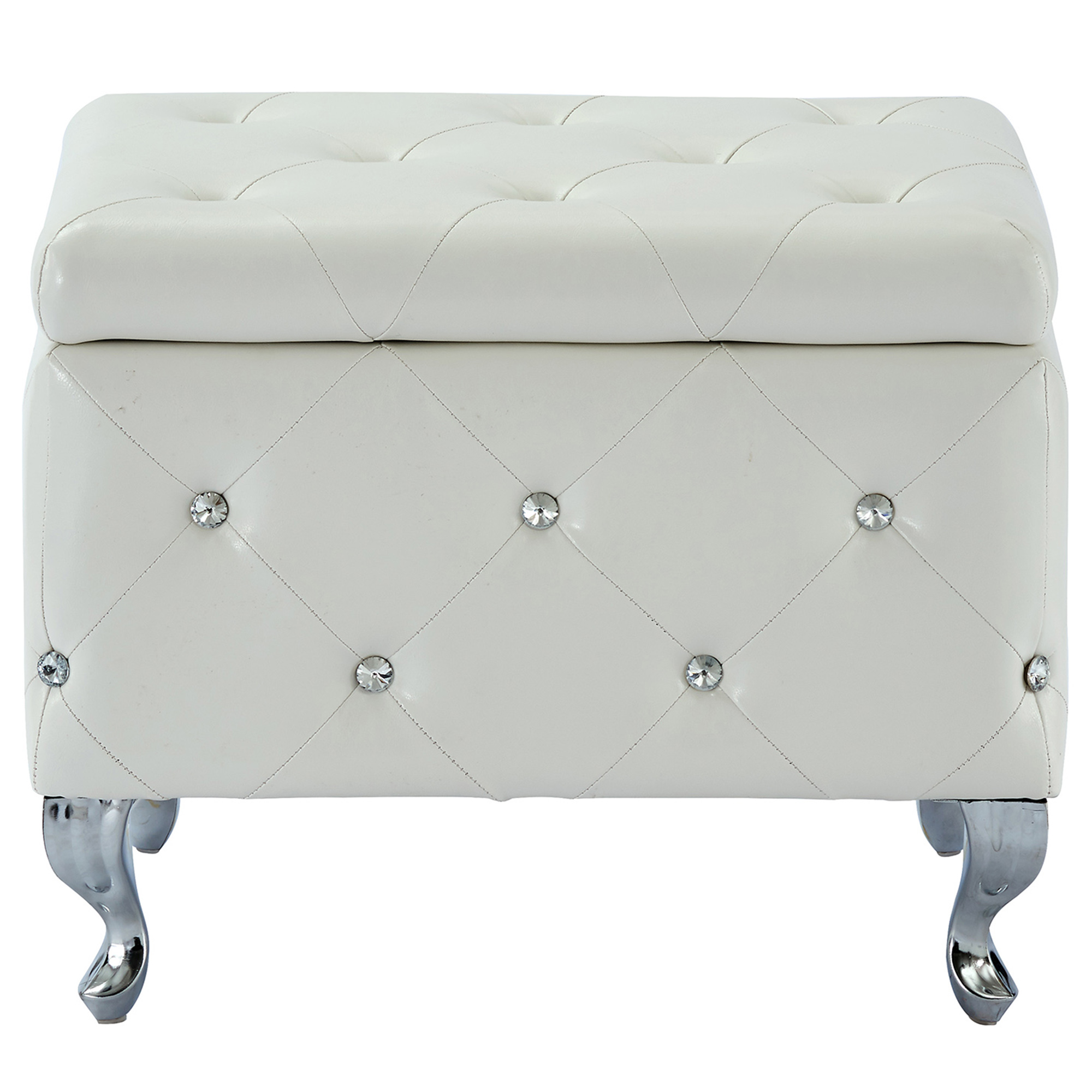 Worldwide Monique Square Storage Ottoman in White - Image 4