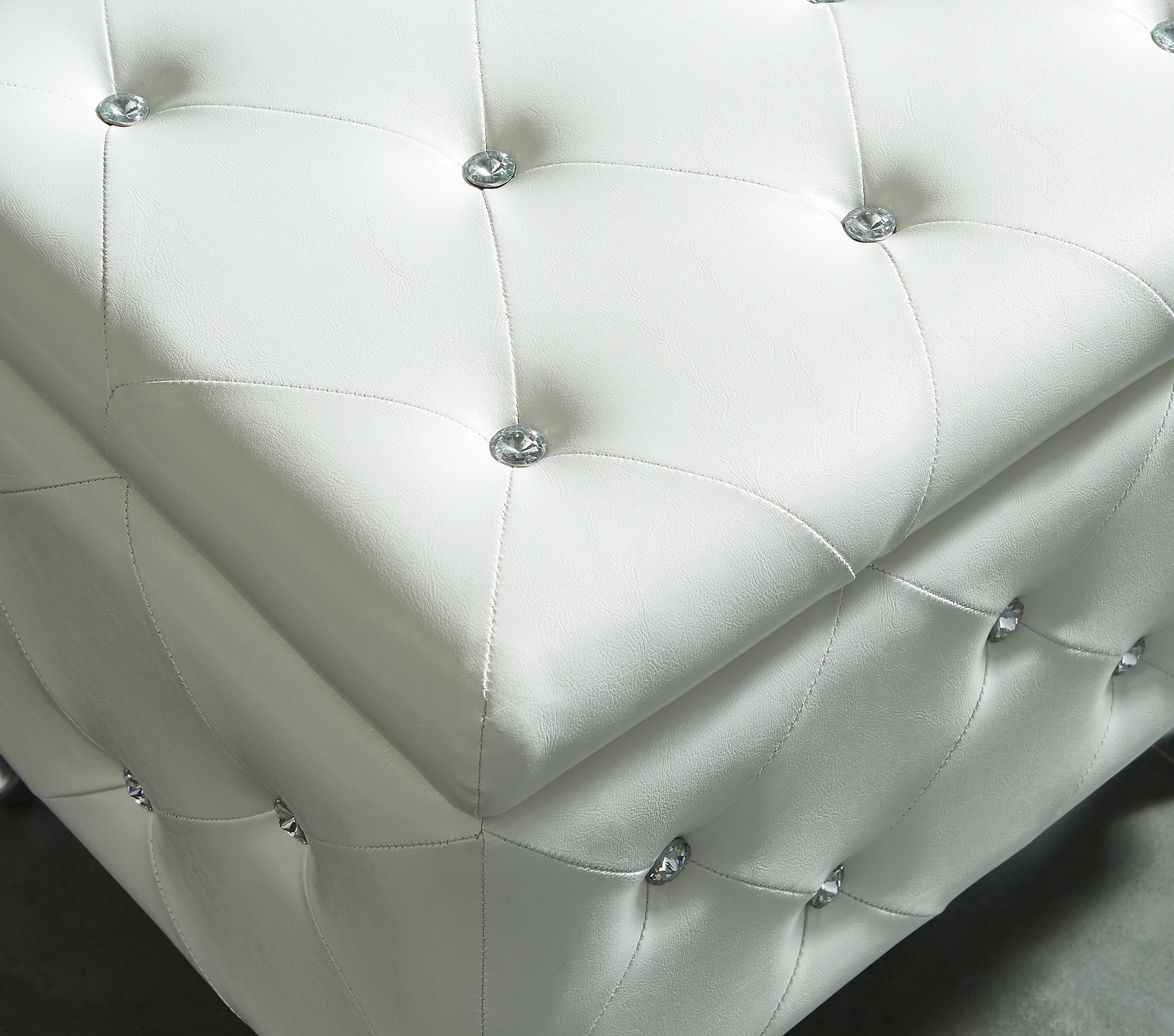 Worldwide Monique Square Storage Ottoman in White - Image 6