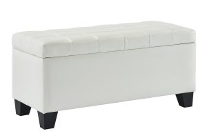 Worldwide Winston Rectangular Storage Ottoman in White