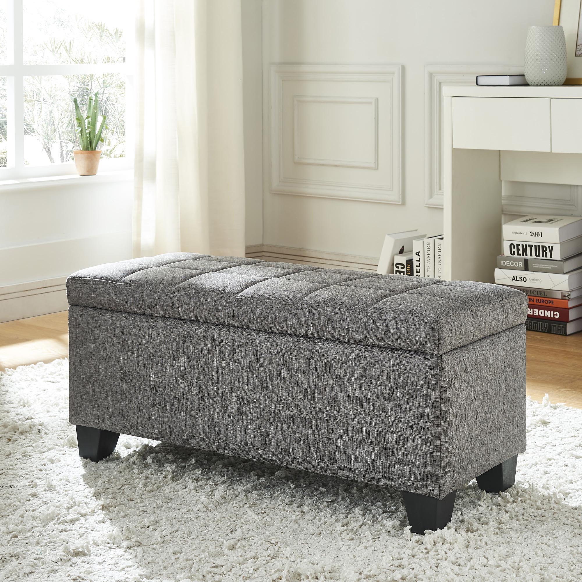 Worldwide Lila Rectangular Storage Ottoman in Grey - Image 4