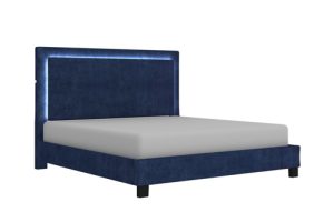 Worldwide Lumina King Platform Bed with Light in Blue