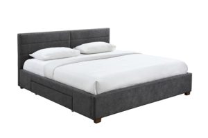 Worldwide Emilio King Platform Bed with Drawers in Charcoal