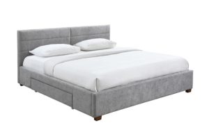 Worldwide Emilio King Platform Bed with Drawers in Light Grey