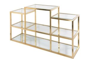 MULTI-LEVEL GOLD CONSOLE TABLE