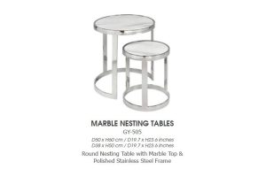 Nesting Tables GY-505, 2Pc Round Faux Marble top nesting tables