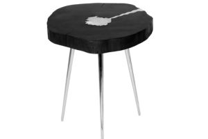 AKIS Side Table XC-4255B Black Wood w/ Aluminum fill