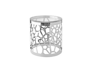 WELLINGTON End Table GY-ET-7982 Glass top w/ pattern cut steel frame