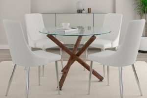 Rocca/Devo 5pc Dining Set, Walnut/White