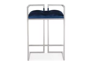 Coralie Counter Chair Gy-Cou-8051 Blue Velvet W/ Steel Base