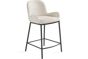 Bennett Counter Chair Gy- Cou-2945 Fuzhou Light Grey Linen Fabric Black Matte Metal Legs