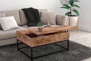 Ojas Lift-Top Coffee Table In Natural Burnt And Black