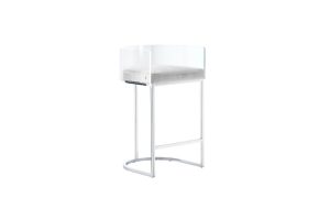 LUCCA Acrylic Counter Stool GY-COU-8529 E-Grey Velvet color Polished steel