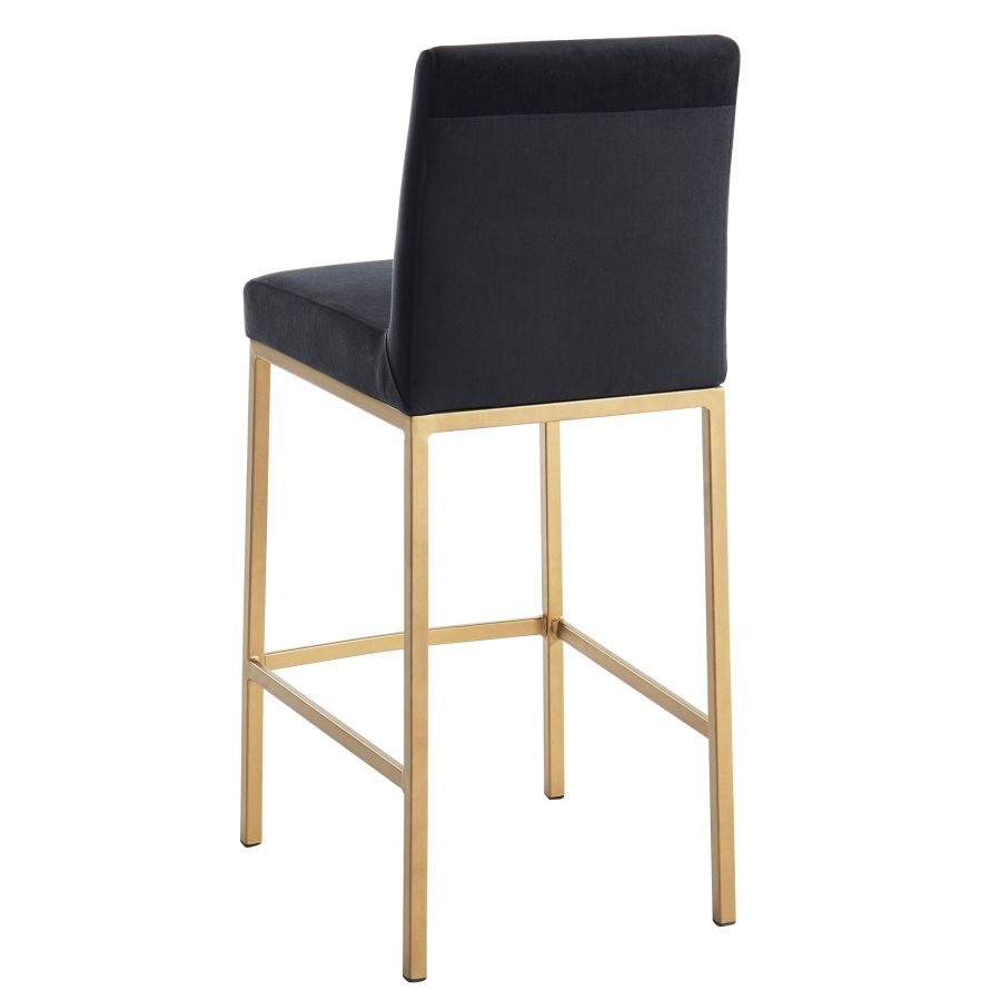 Diego 26 Inch Counter Stool, Set of 2 in Black and Aged Gold Leg - Image 8