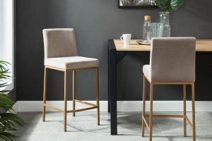Alternative view of Diego 26 Inch Counter Stool, Set of 2 in Grey and Aged Gold Leg