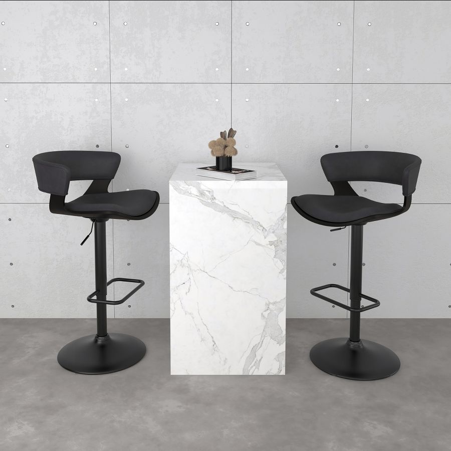 Rover Adjustable Air Lift Stool in Charcoal and Black - Image 2