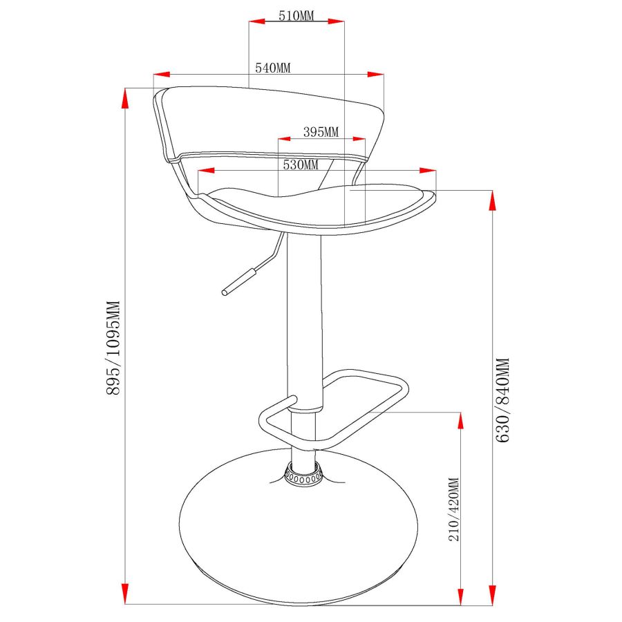 Rover Adjustable Air Lift Stool in Charcoal and Black - Image 4