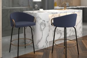 Alternative view of Lavo 26" Counter Stool, Set of 2 in Blue and Black and Gold