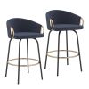 Lavo 26" Counter Stool, Set of 2 in Grey and Black and Gold - Image 4