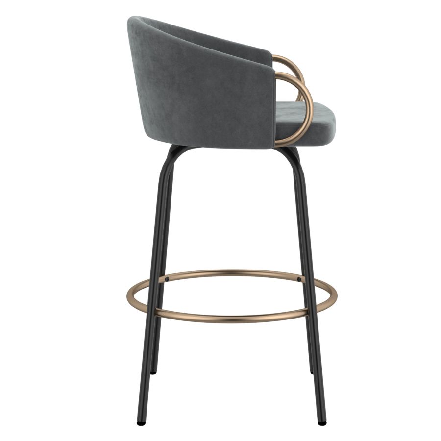 Lavo 26" Counter Stool, Set of 2 in Grey and Black and Gold - Image 6