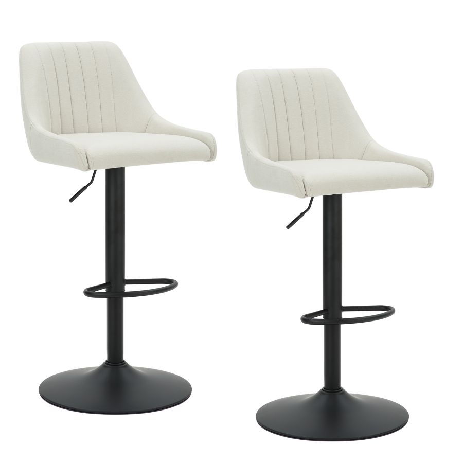 Kron Adjustable Height Air-Lift Swivel Stool, Set of 2, in Beige Fabric - Image 4