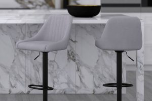 Alternative view of Kron Adjustable Height Air-Lift Swivel Stool, Set of 2, in Grey Fabric