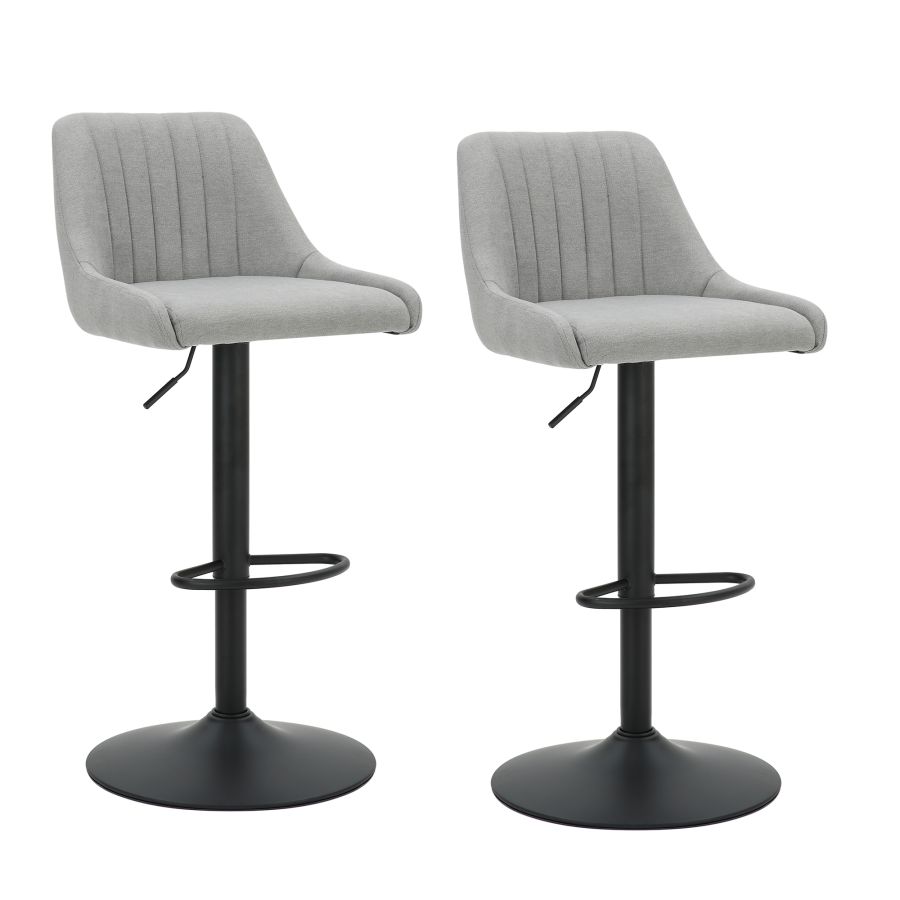 Kron Adjustable Height Air-Lift Swivel Stool, Set of 2, in Grey Fabric - Image 4