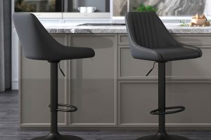 Alternative view of Kron Adjustable Height Air-Lift Swivel Stool, Set of 2, in Black Faux Leather