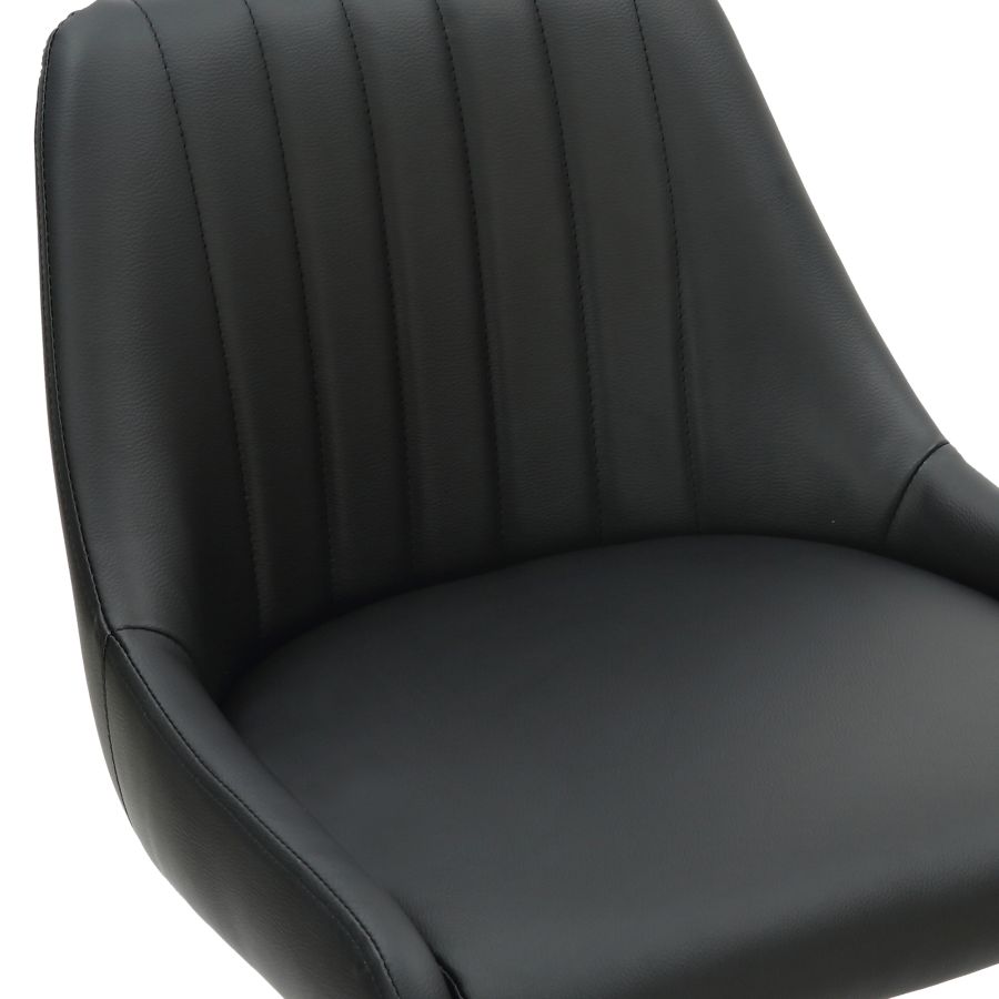 Kron Adjustable Height Air-Lift Swivel Stool, Set of 2, in Black Faux Leather - Image 3