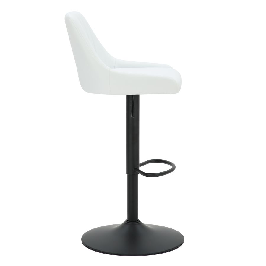 Kron Adjustable Height Air-Lift Swivel Stool, Set of 2, in White Faux Leather - Image 7